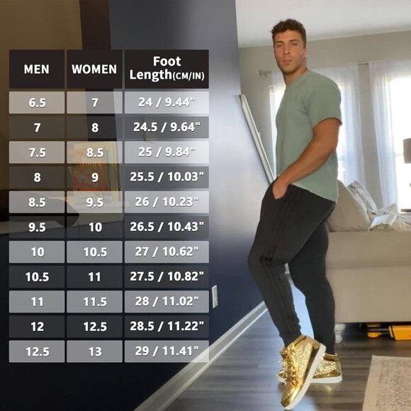 Igxx Men Gold High Top Bling Glitter Party Disco Retro Metallic Gold Sneakers - Picture 6 of 6